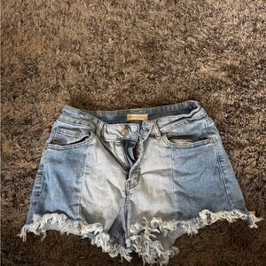 Altar'd State Blue Frayed Jean Shorts